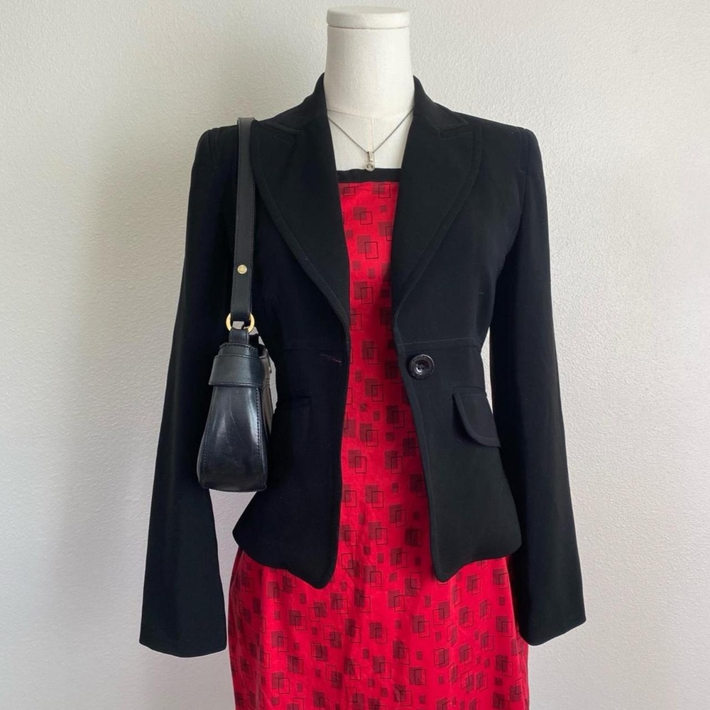 Vintage Y2K Bebe Black Blazer Tailored Silhouette Button Closure Corporate